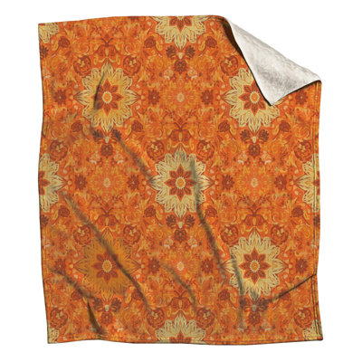 Orange Floral Mandala Blankets