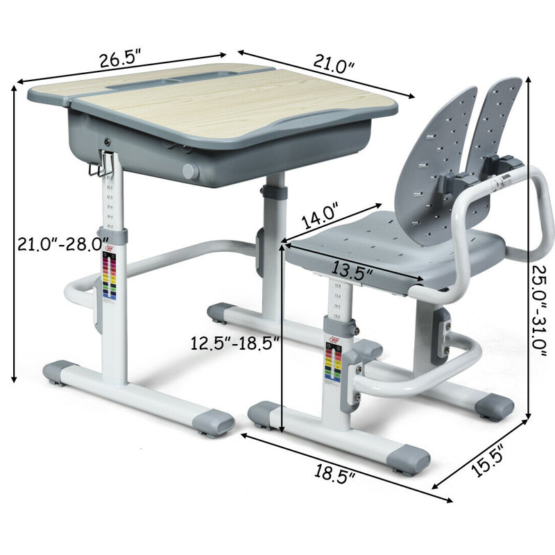 Ensemble de bureau d'art 26,5 po Oleary, Gris