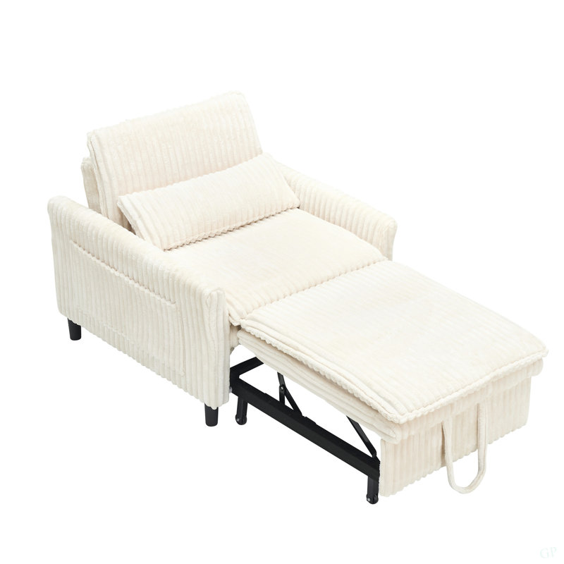 Fauteuil beige confortable pour petit appartement avec balcon et canapé-lit, Beige