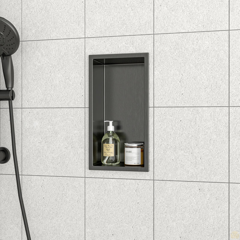 19" x 15" Stainless Steel Shower Niche, 3.94'' H x 19'' W x 15'' D, Gunmetal Black