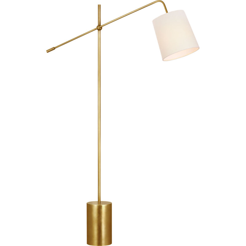 Frederick 52" Pivoting Floor Lamp with Linen Shade, Hand-Rubbed Antique Brass