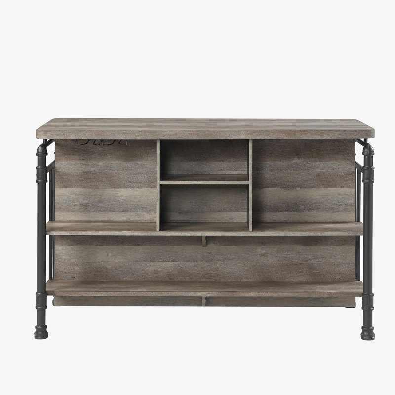 Antique Oak and Sandy Grey 5-Shelf Kitchen Island