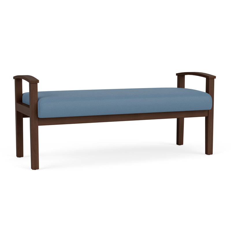 Banc en bois massif Amherst, Noyer Riftwood, Open House Quarry - bleu