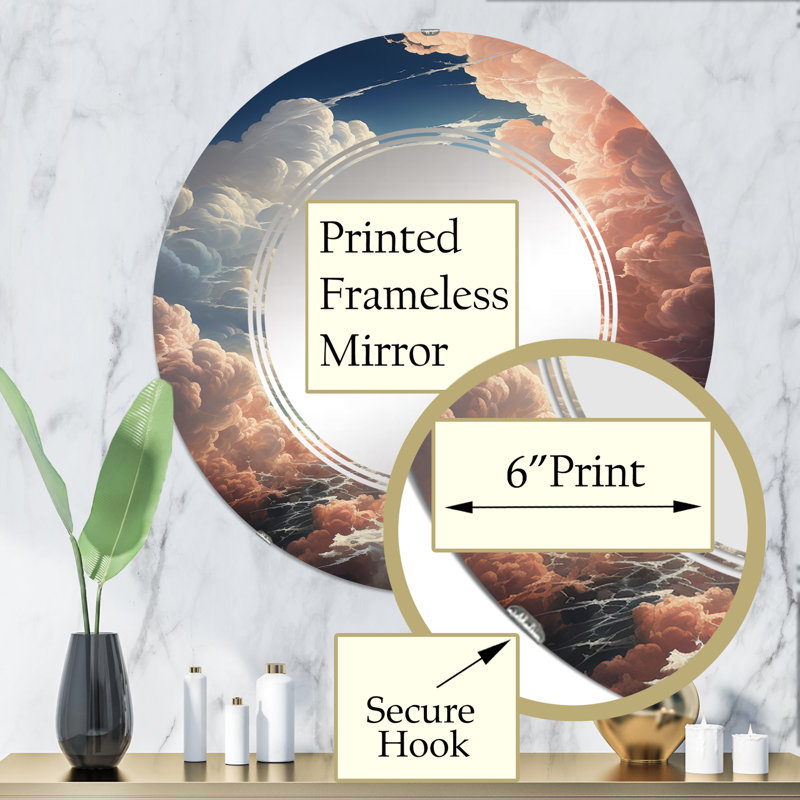 Yefry - Miroir mural rond, 32 po x 32 po
