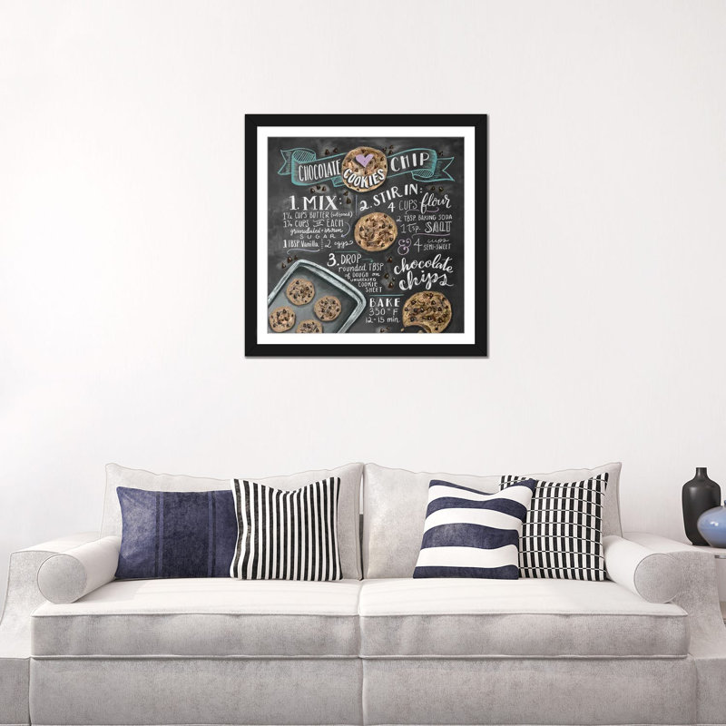 Recette de biscuits aux pépites de chocolat - impression sur toile tendue, Papier d'art encadré noir
