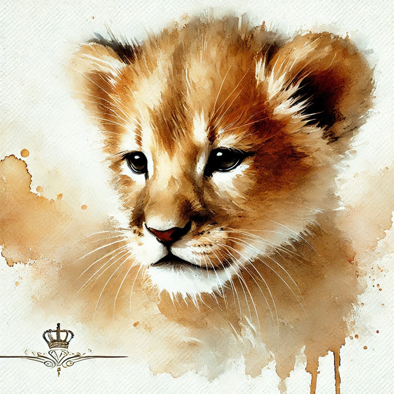 «Regal Baby Lion», art mural sur toile, H 12 po x l 12 po