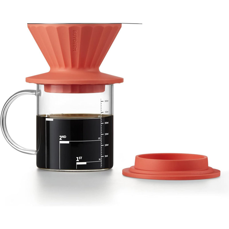 Buydeem Pour Over Coffee Maker,  Bpa Free Food Grade Silicone Coffee Dripper Set, Reusable Stainless Steel Coffee Filter For Single Cup, Perfect For Home, Travel, Outdoor 12 Oz