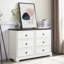Commode blanche à 6 tiroirs - Style moderne avec capacité de rangement et poignées en métal spacieuses