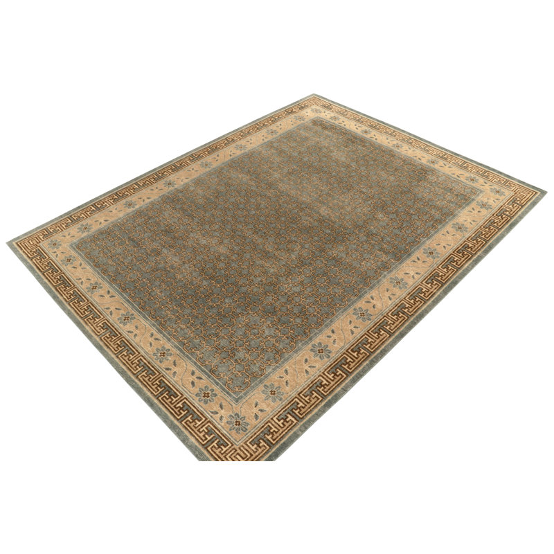 Distressed Homage Hand Knotted Wool Floral Area Rug, Rectangle 5' x 7'