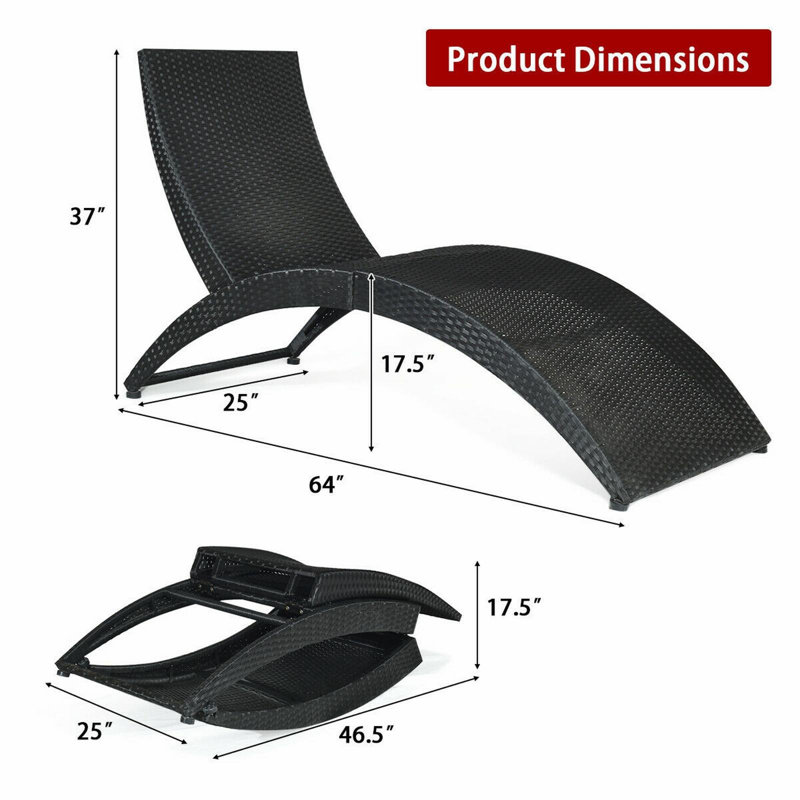 Chaise longue simple de 64 po avec coussins, Rouge