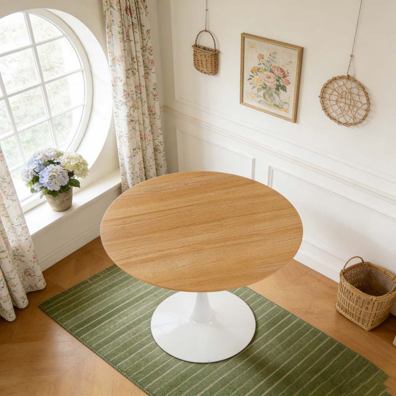 42.1" Dining Table, Oak/White, 28.74"H x 42.12"L x 42.12"W