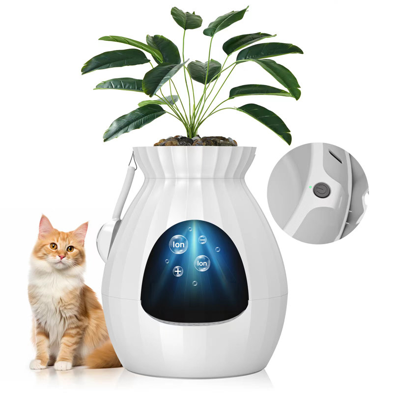 Extra Large Hidden Plant Litter Box Furniture with Smart Odor Control System, Scoop