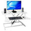 Bureau ajustable pour ordinateur portable, poste de travail assis-debout ergonomique blanc avec ressort à gaz et plateau à clavier pour poste de travail à fatigue réduite, repositionnement du bureau