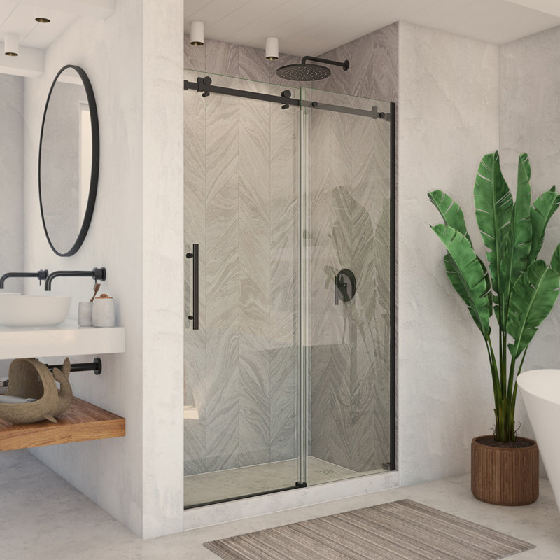 DreamLine Enigma Air 44 - 48 in. W x 76 in. H Frameless Sliding Shower Door, Matte Black