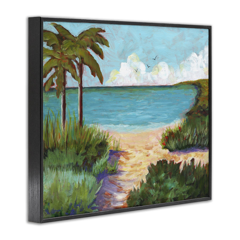 Giclée encadrée Favorite Beach Cove, design par Christine Reichow, H 11 po x l 14 po, Giclée encadrée noir minuit