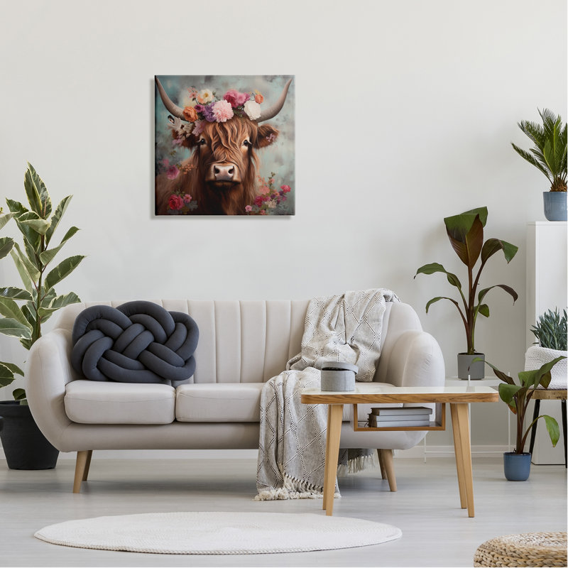 Détail détaillé de la vache Highland, H 24 po x l 24 po x P 1,5 po