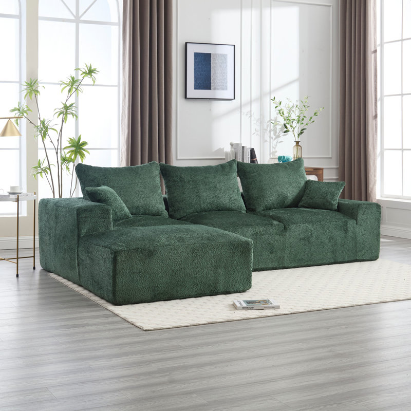 Canapé modulaire l 108,27 po Boucle, Chenille émeraude