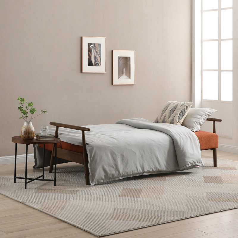 Roger 3 Seater Twill Textured Weave Sofa Bed, Orange