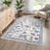 Floral Machine Washable Rug with Non-Slip Backing, Soft Thin Low Pile Non Shedding Floor Carpet, Indoor Foldable Printed Accent Mat for Living Room/Nursery/Bedroom