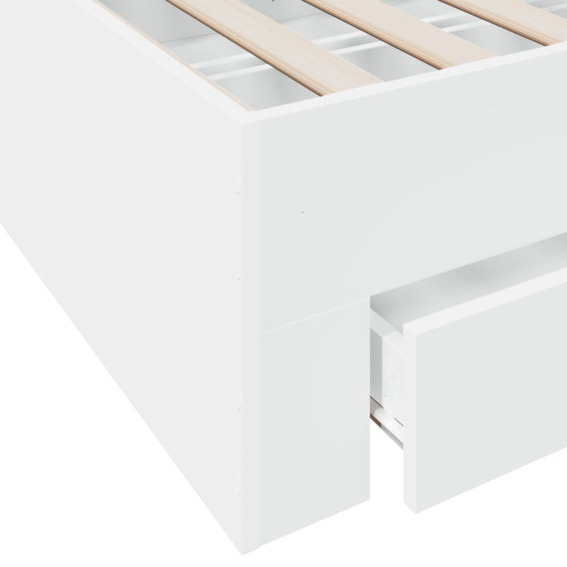 Vidaxl Bed Frame With Drawers Engineered Wood, European Double (140 x 200cm), White