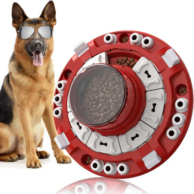 Jouet interactif d'alimentation pour chien - Distributeur de nourriture réglable à 3 niveaux pour les chiens, jouet pour jeu de réflexion à alimentation lente, casse-tête d'enrichissement psychologique avec mécanisme de presse - Conception durable e