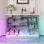 Display Sideboard with RGB Lights, Removable Glass Shelves and Lock-1393499013