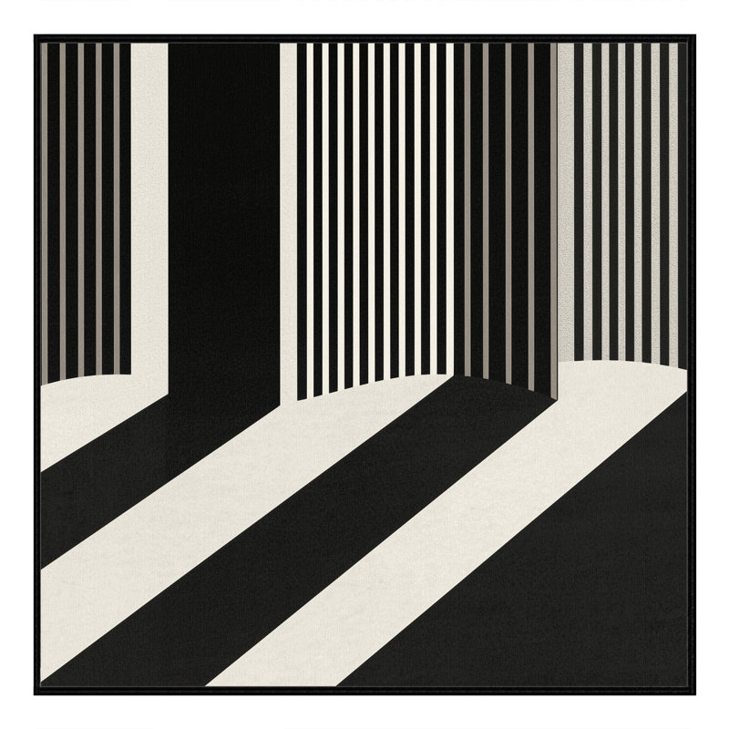 Soft Plush Ebbert Classic Striped Area Rug in Brown – Black Binding, 3' Square