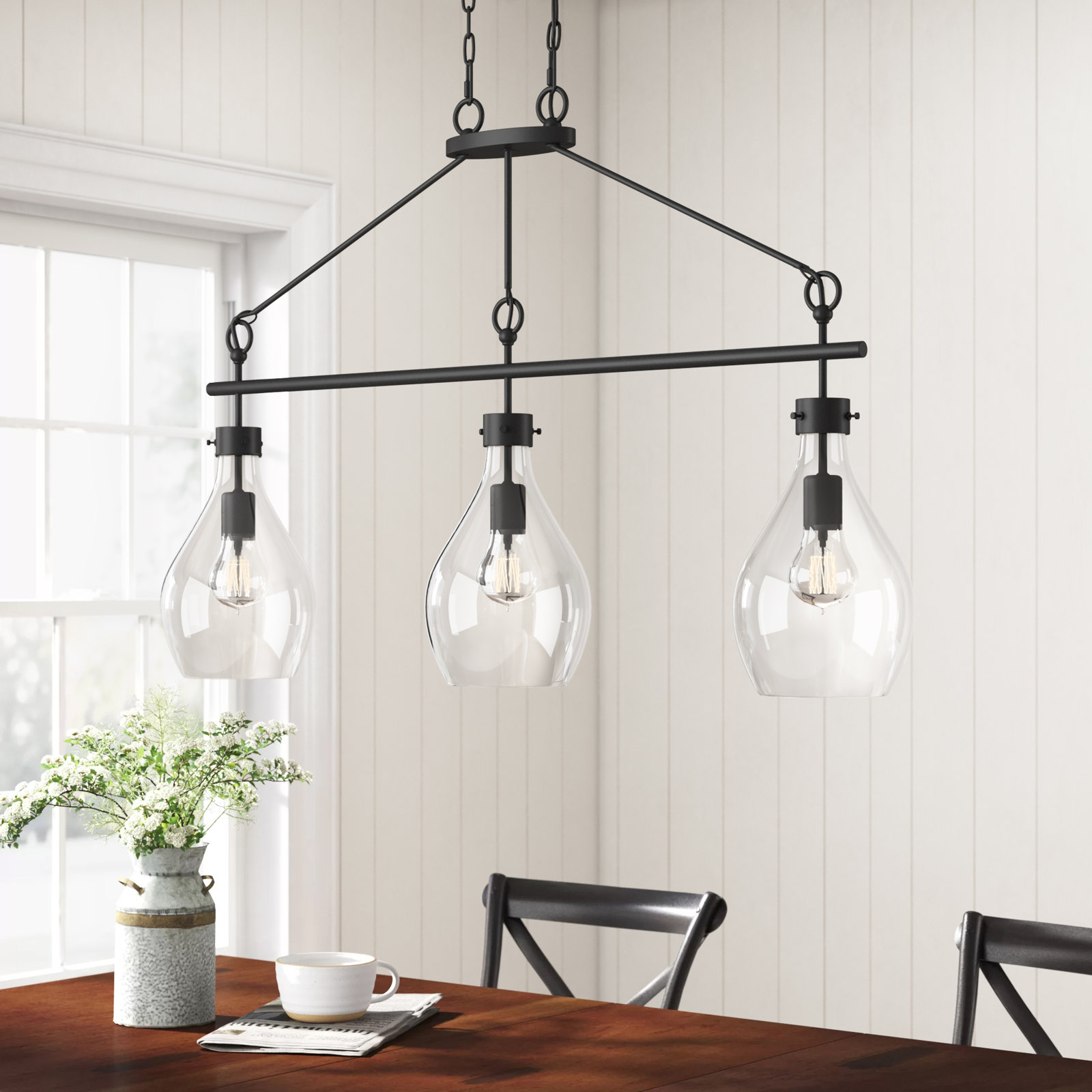 3 Light Glass Dimmable Pendant