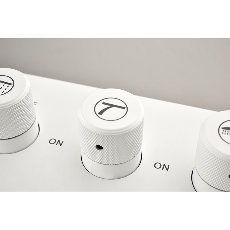 White Wall Mounted Shower System - 3 Body Sprays & Handheld With Natural Rainfall Waterfall Rain Enjoyment
