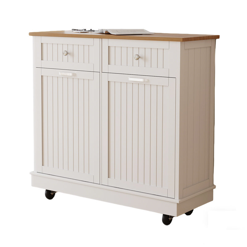 Poubelle en bois manufacturé 20 gallons, Blanc