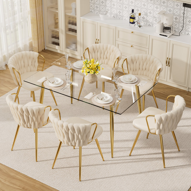 Ensemble repas pour 6 personnes, Beige, H 30 po x L 51 po x l 31,5 po