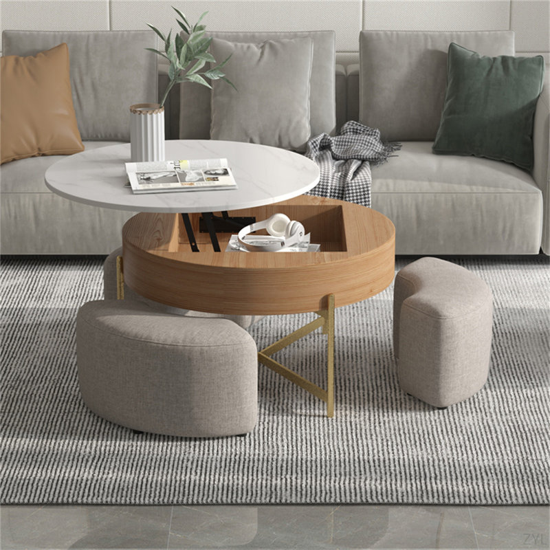 Ensemble de tables basses 31,5 po Vita Felice, Blanc/naturel