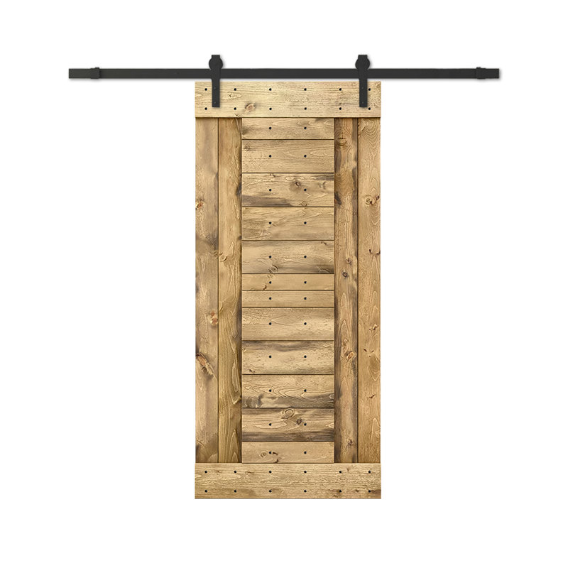 Porte de grange lambrissée peinte en bois et en métal avec trousse de quincaillerie d'installation, H 84 po x l 36 po