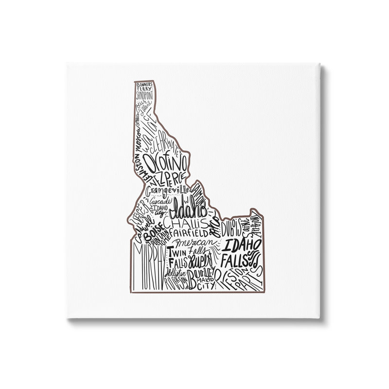 " Idaho State Shape Cities ", 17" H x 17" W x 1.5" D