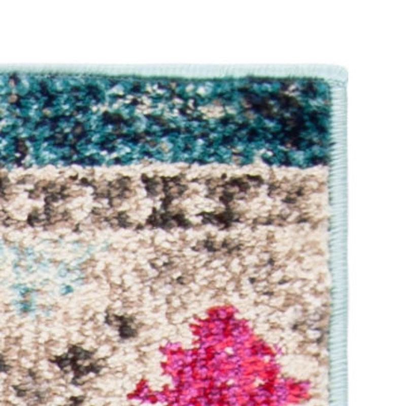 Tapis bleu foncé / jaune / beige Felty Southwestern, Rectangle 5 pi 3 po x 7 pi 6 po