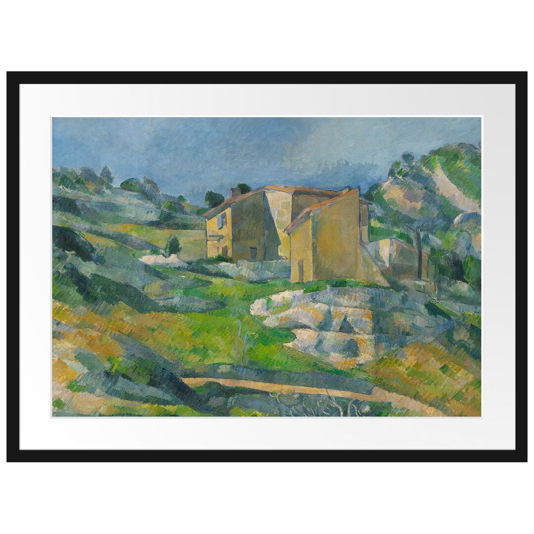 Gerahmtes Leinwandbild Das Riaux-Tal nahe l'Estaque von Paul Cézanne