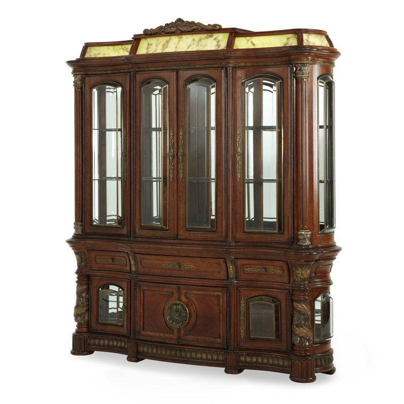 Villa Valencia China Cabinet with Lighted Top, With