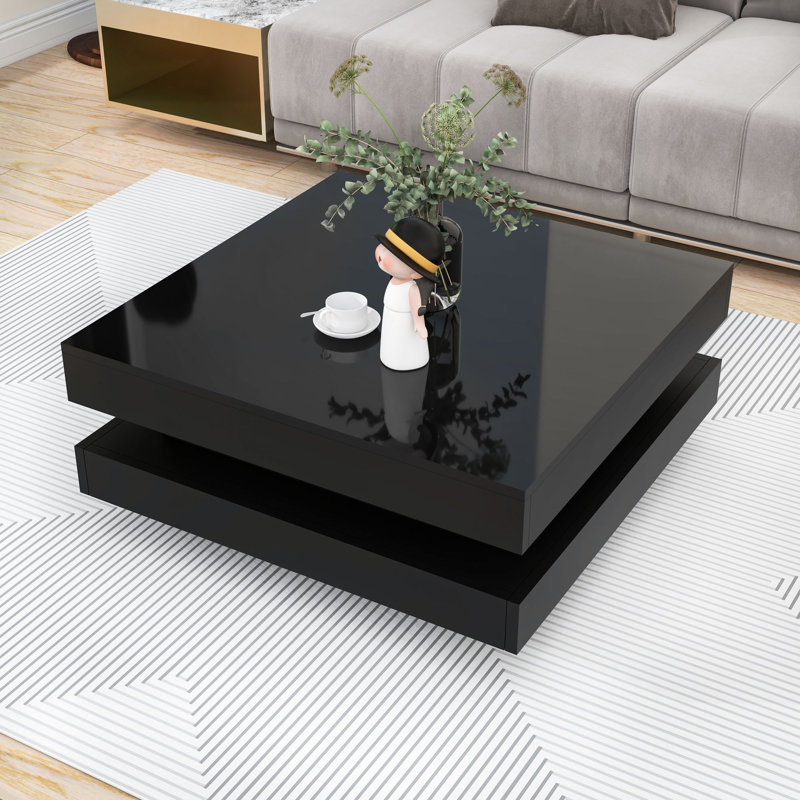 Coffee Table with LED Lights, Black