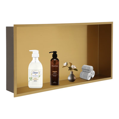 24" W x 12" H Stainless Bathroom Steel Shower Niche No Tile Rectangular Recessed Wall Niche 