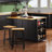53Inch Large Kitchen Island With Drop Leaf, Power Outlet, Door Internal Storage Rack, Rolling Kitchen Cart On 5 Wheels With 5 Open Side Racks For Kitchen, Dining Room,Black(Not Include Bar Stools)-1337508682