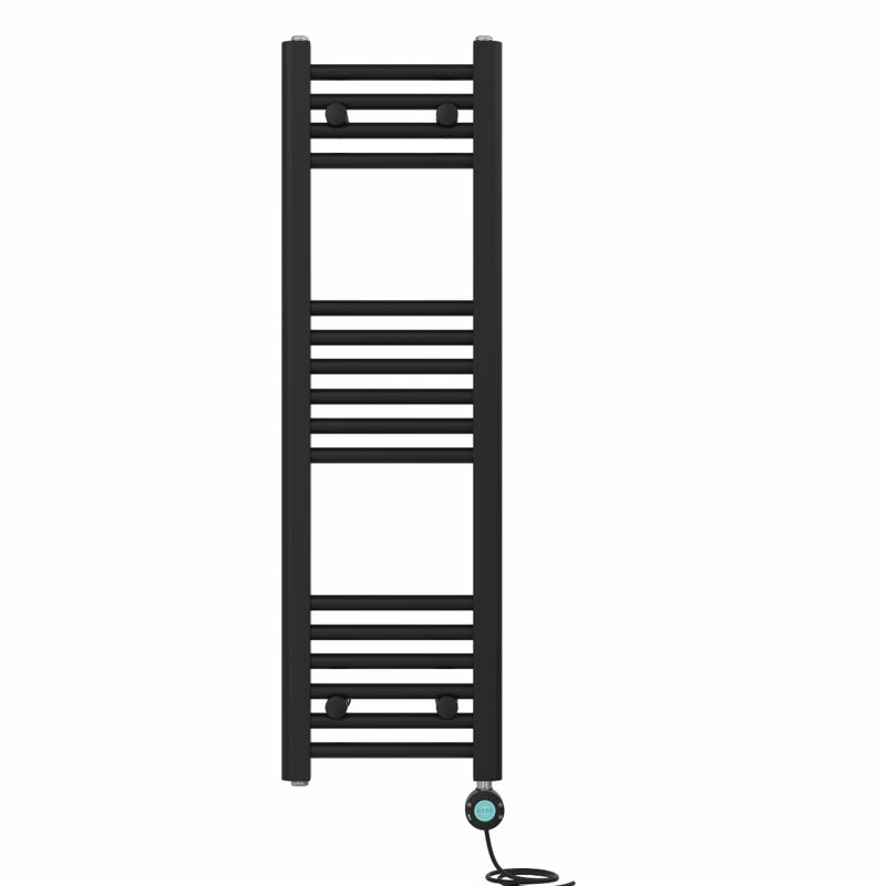 Graciela Straight Towel Rail Heated Towel Rails, Black, 100cm H x 30cm W x 3cm D
