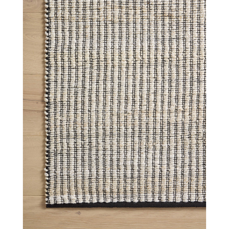 Handmade Black and Ivory Cotton Stripe Runner Rug