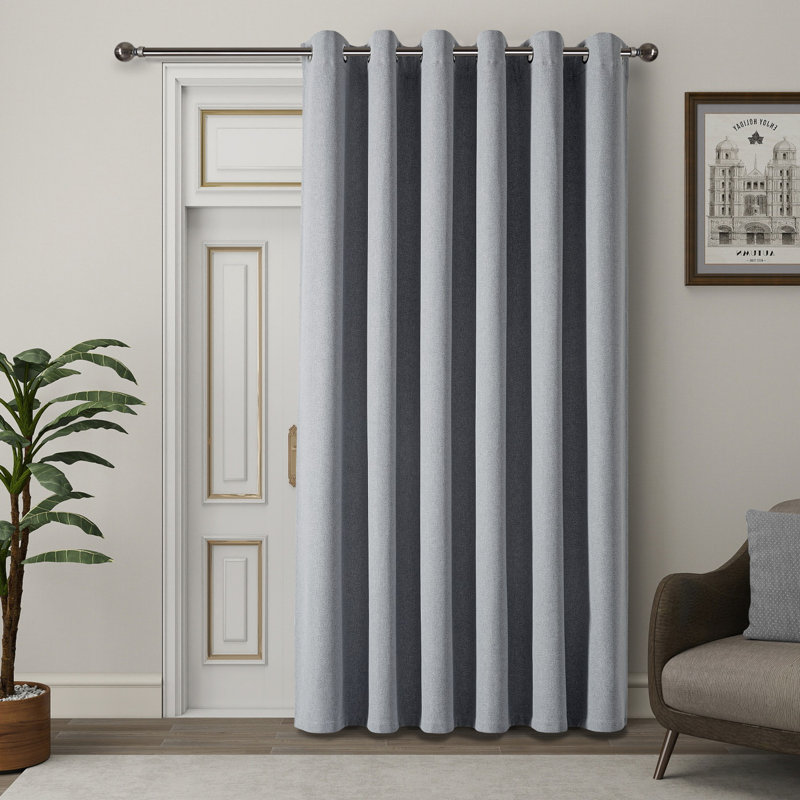 Linen Blend Blackout Curtain Panel Pair Single Panel, Grey