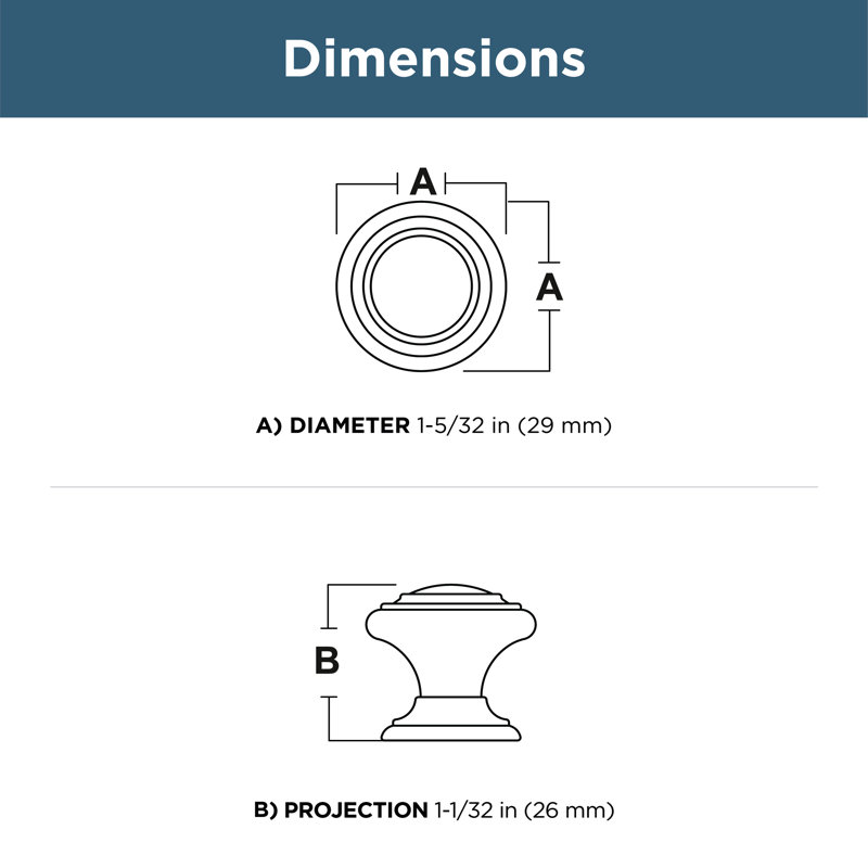 Simple Double Ring 1-1/8 in. (29 mm) Round Cabinet Knob, Nickel
