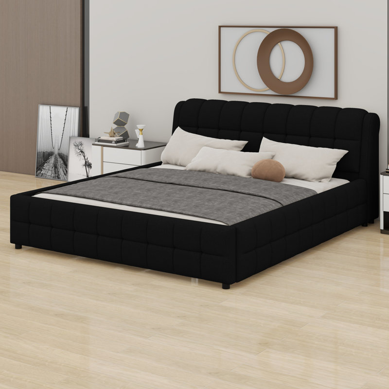 Lit plateforme tapissier Contemporary, Noir