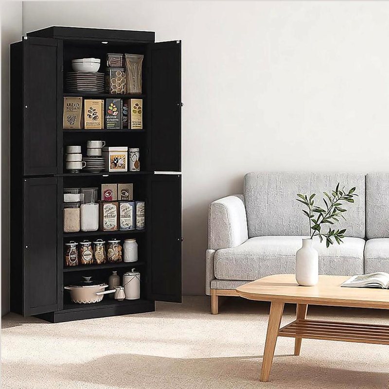 Armoire de cuisine, armoire de cuisine autoportante, armoire de rangement avec portes et tablettes