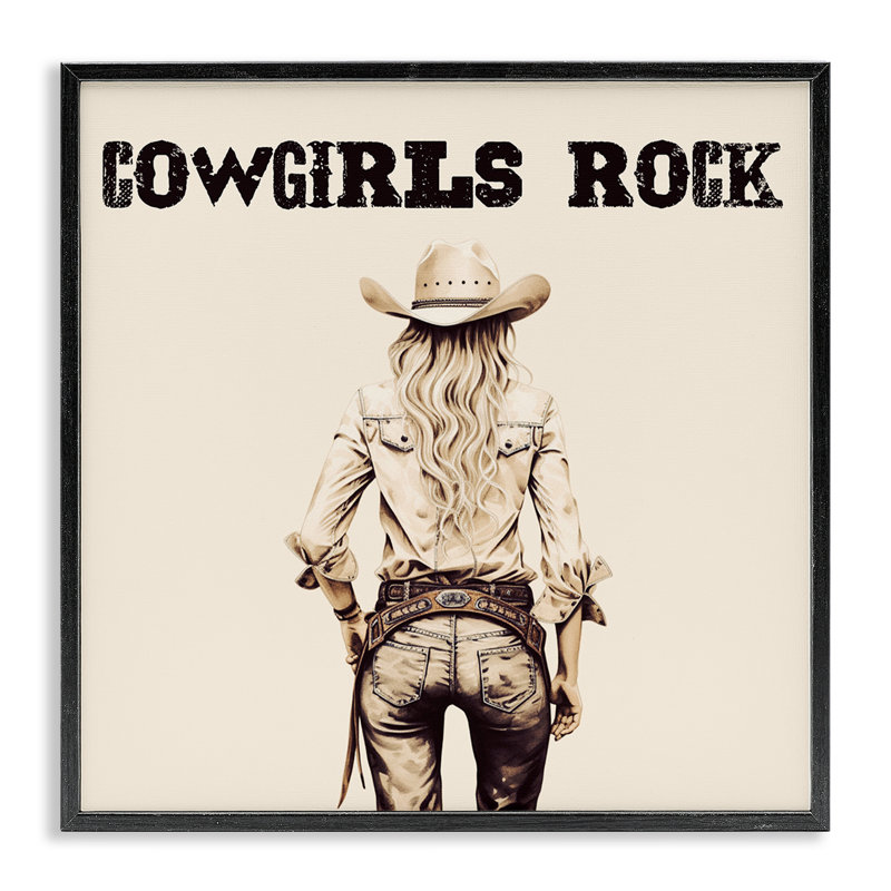 «Cowgirls Rock», art de la giclée encadrée par Karen Smith, H 12 po x l 12 po, Giclée encadrée noir minuit