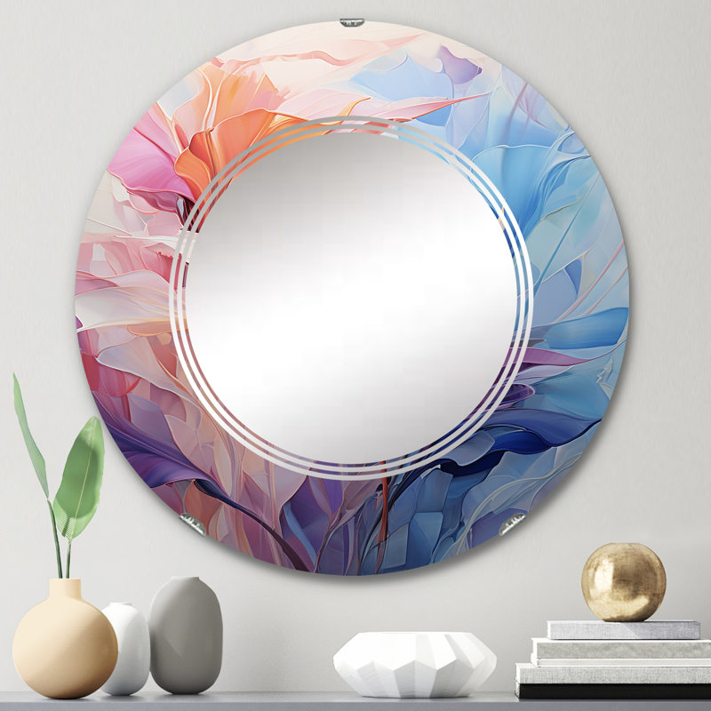 Zunilda - Miroir mural floral rond, 24 po x 24 po