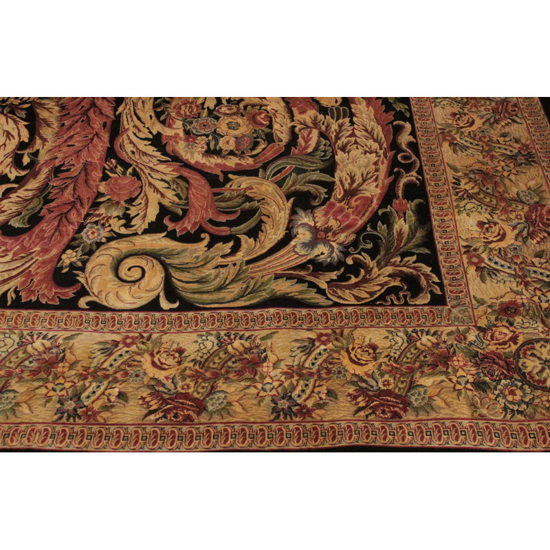 Tapis oriental brun / rouge en laine 9 pi 1 po x 11 pi 3 po Aaru