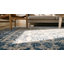 Tapis à poils longs en coton doux crème et bleu antique